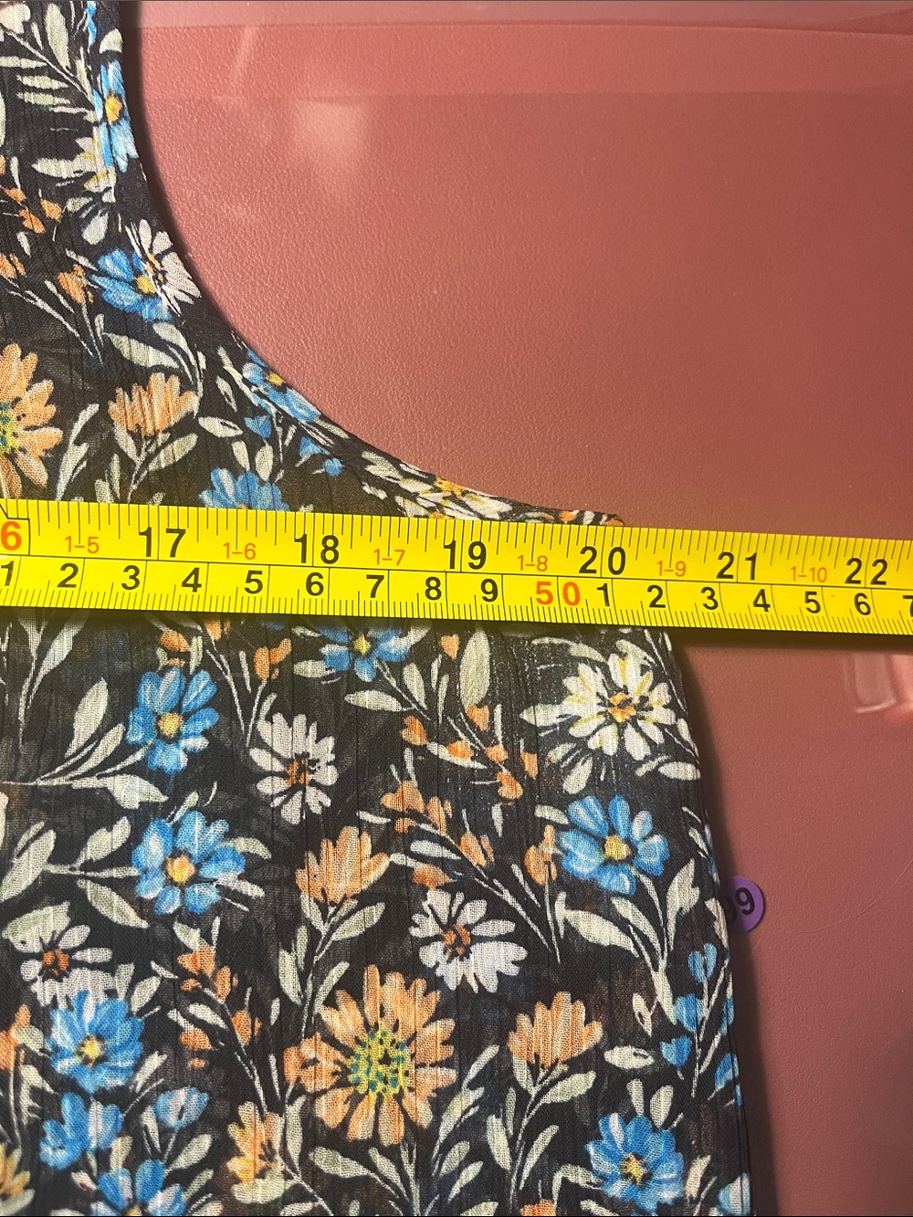 Christina B Navy Floral tank top with Blue and Peach Flowers - Picture 6 of 7